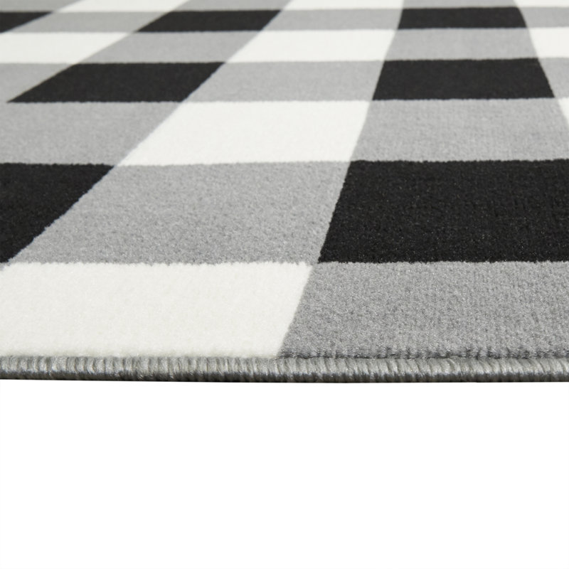 Gracie Oaks Satrogan Performance Black/White/Gray Rug & Reviews Wayfair